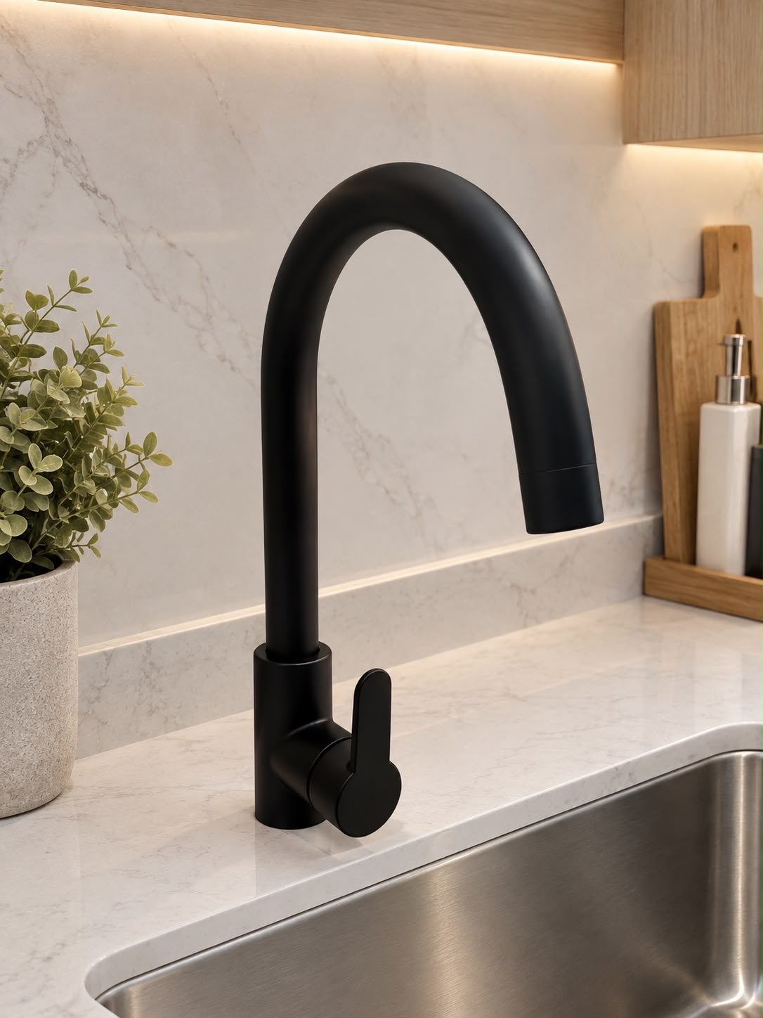 Grifería Cocina Arco Noir Mate