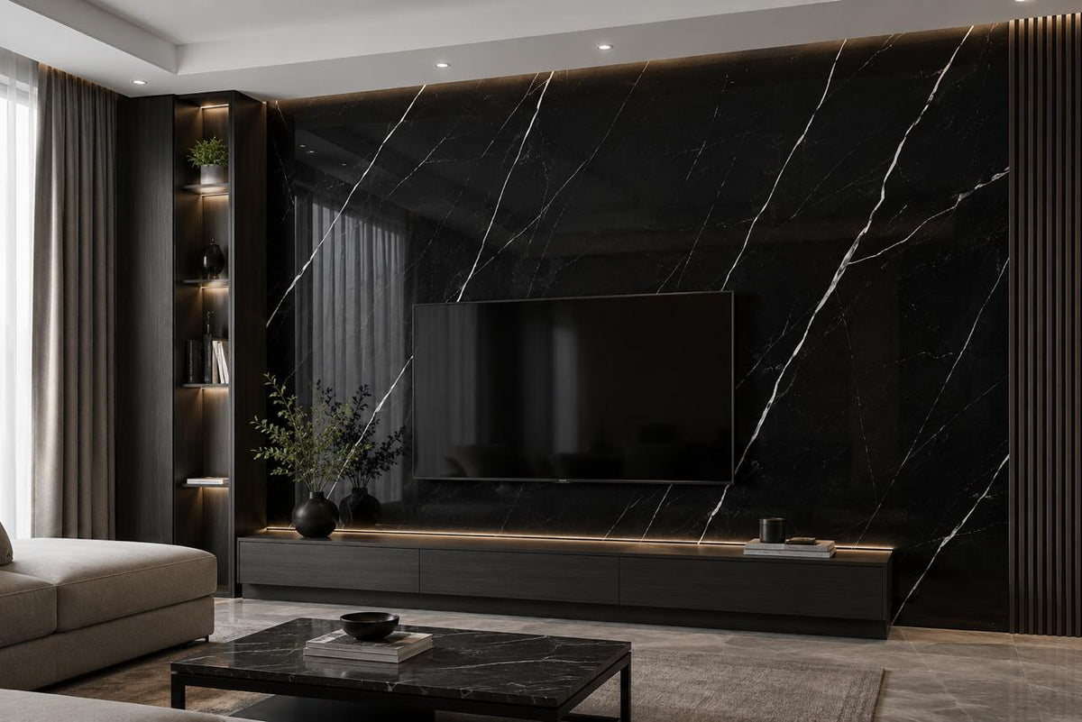 Lamina Decorativa SPC Black Mármol