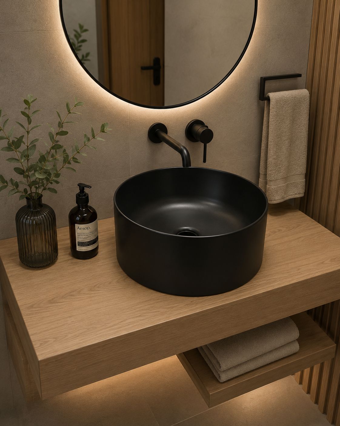 Lavamanos de Sobreponer Obsidian Matte 420x420x140mm