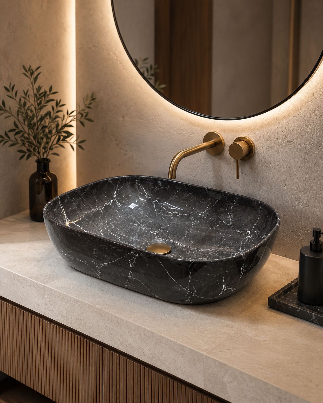 Lavamanos de Sobreponer Nero Lux 500x400x160mm