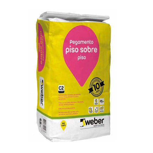 Adhesivo Weber Cerámico y Porcelanato  Piso Sobre Piso 25 Kg