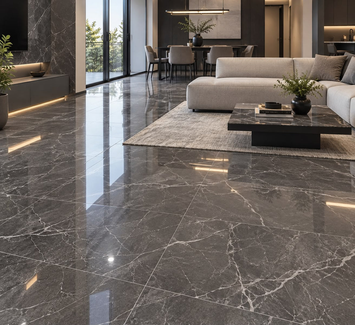 Porcelanato Pulido Obsidian Grey 60x60