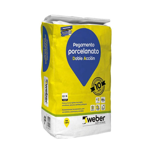 Adhesivo Weber  Porcelanato  Polvo D.A 25 Kg